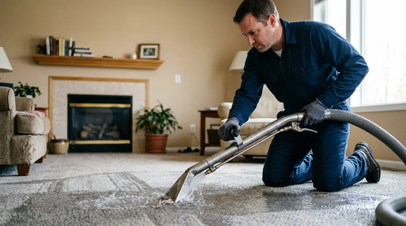 Water damage restoration technician working near Baker, WV